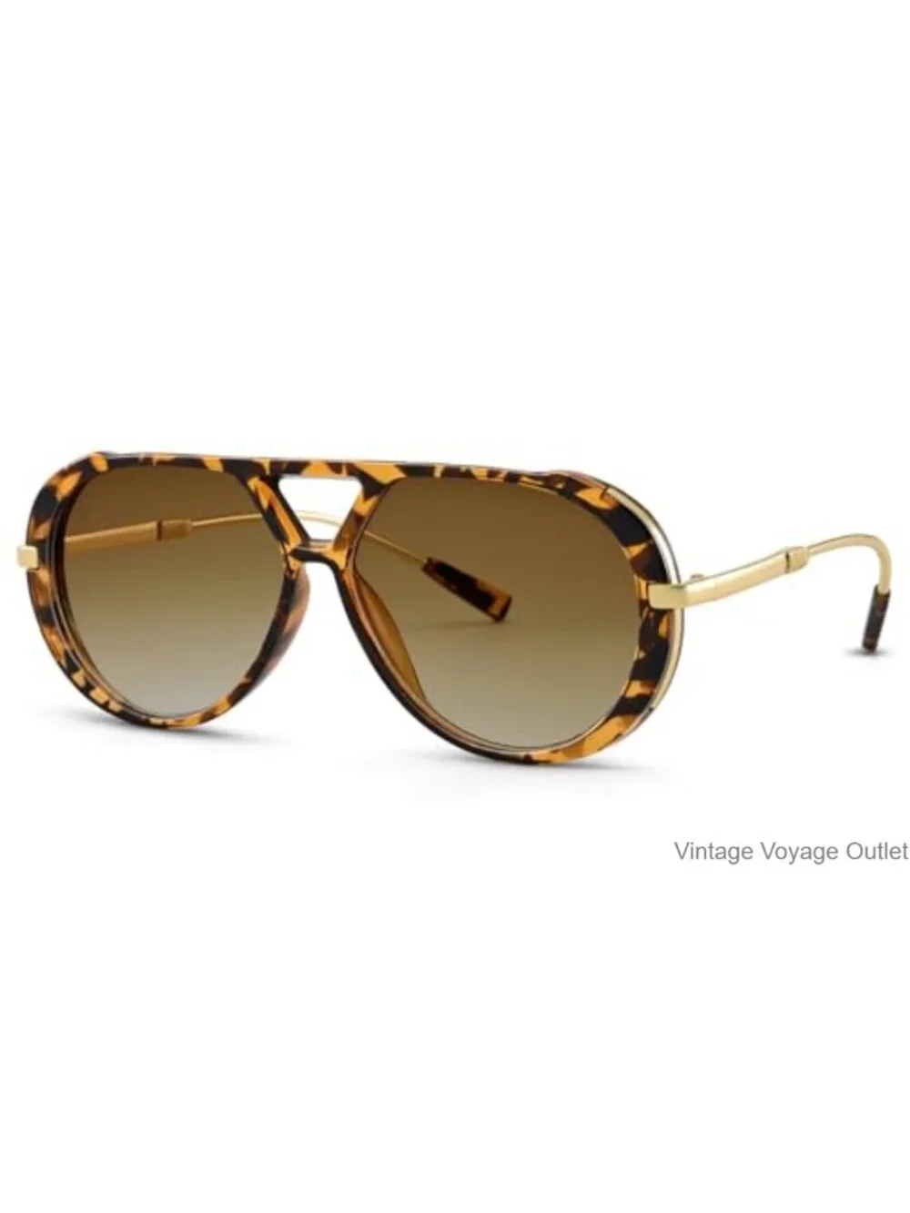 Oversized Retro Metal Aviator Sunglasses with 100% UV Protection